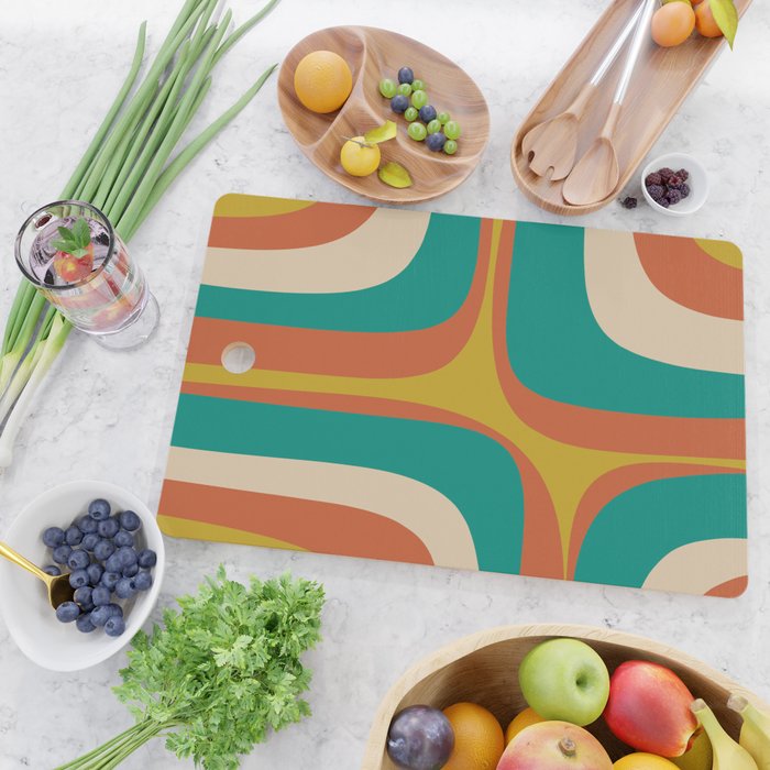 Mid Century Modern Abstract Retro Groove Pattern Cutting Board Gallery Image 2