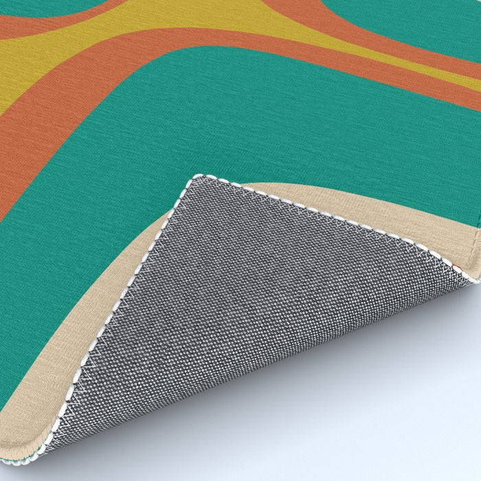Mid Century Modern Abstract Retro Groove Pattern Rug Gallery Image 4