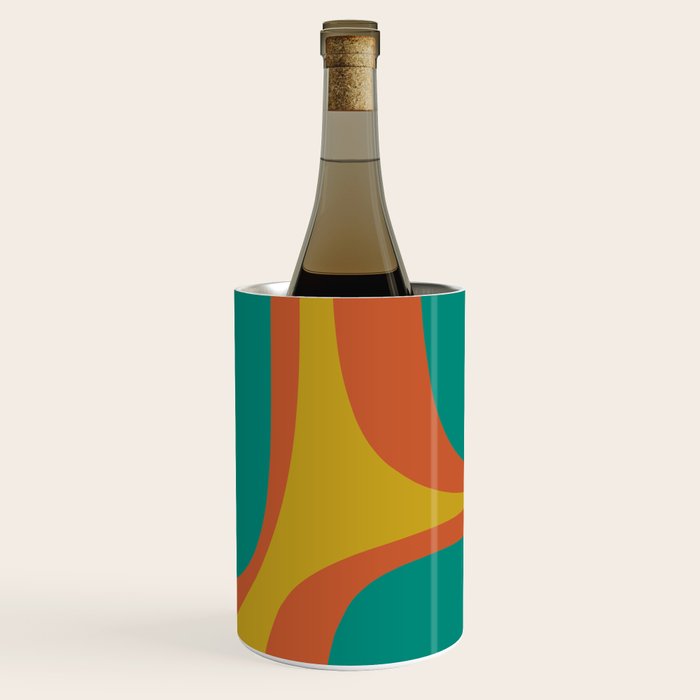 Mid Century Modern Abstract Retro Groove Pattern Wine Chiller Gallery Image 1