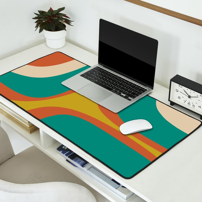 Mid Century Modern Abstract Retro Groove Pattern Desk Mat Gallery Image 2