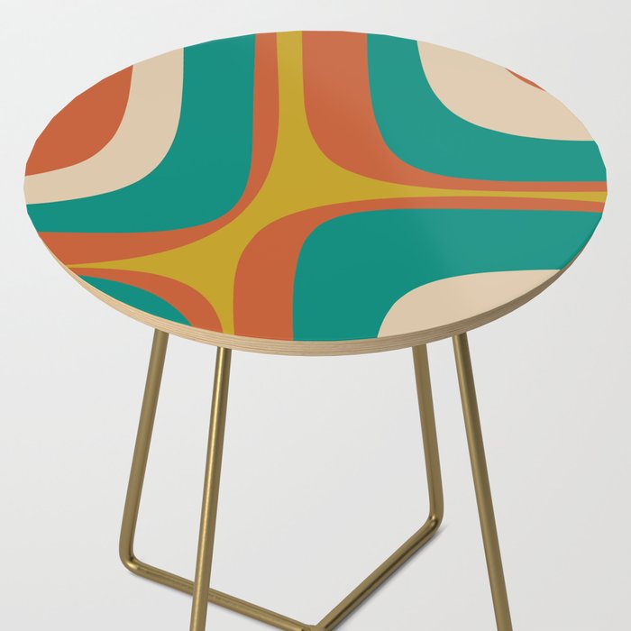 Mid Century Modern Abstract Retro Groove Pattern Side Table Gallery Image 2
