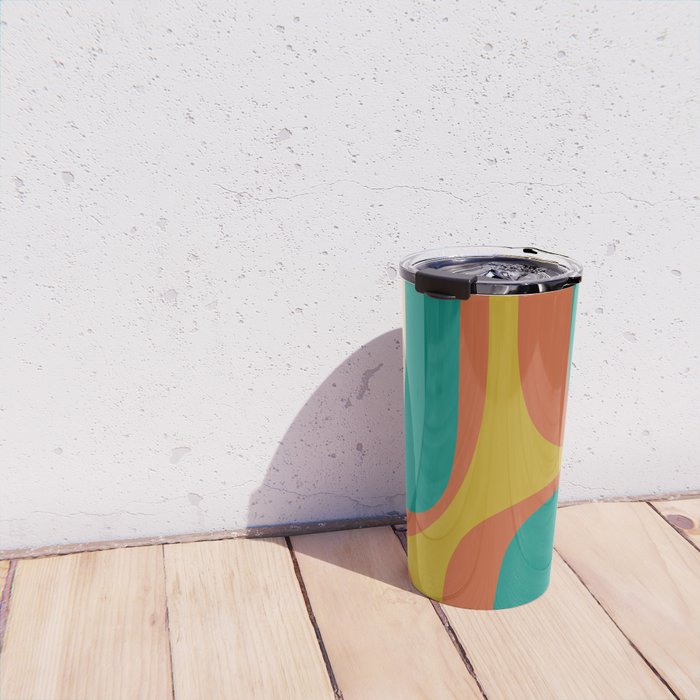 Mid Century Modern Abstract Retro Groove Pattern Travel Mug Gallery Image 4