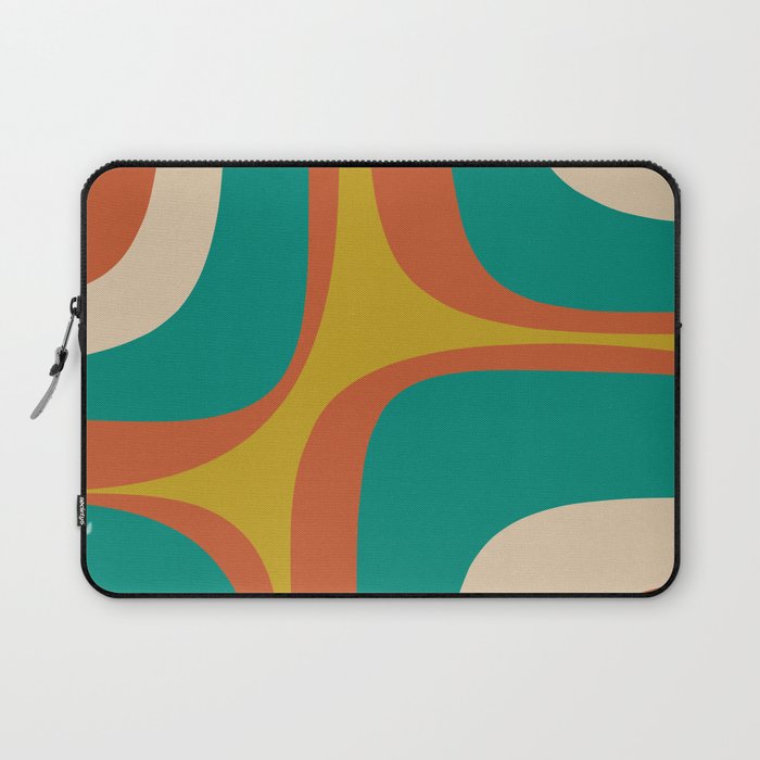 Mid Century Modern Abstract Retro Groove Pattern Laptop Sleeve Gallery Image 1