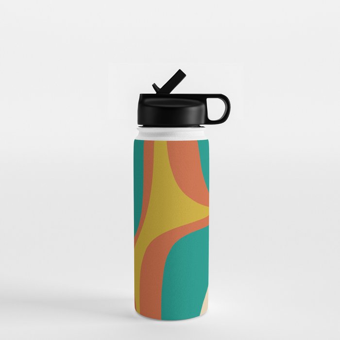 Mid Century Modern Abstract Retro Groove Pattern Water Bottle Gallery Image 1