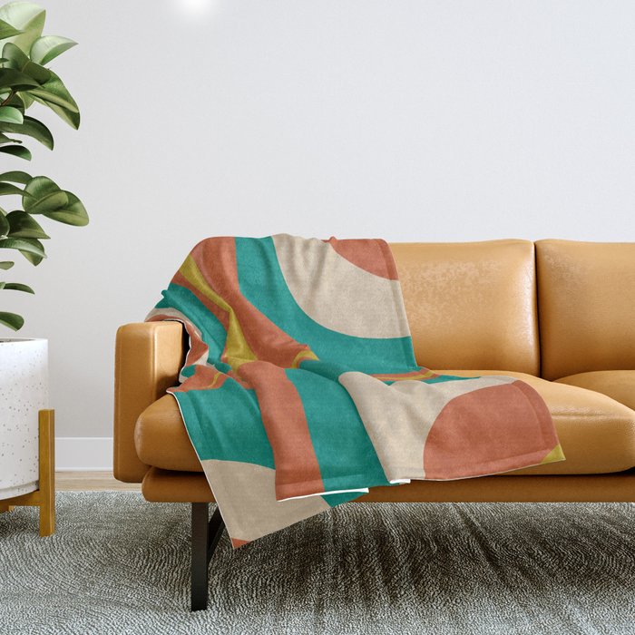 Mid Century Modern Abstract Retro Groove Pattern Throw Blanket Gallery Image 1