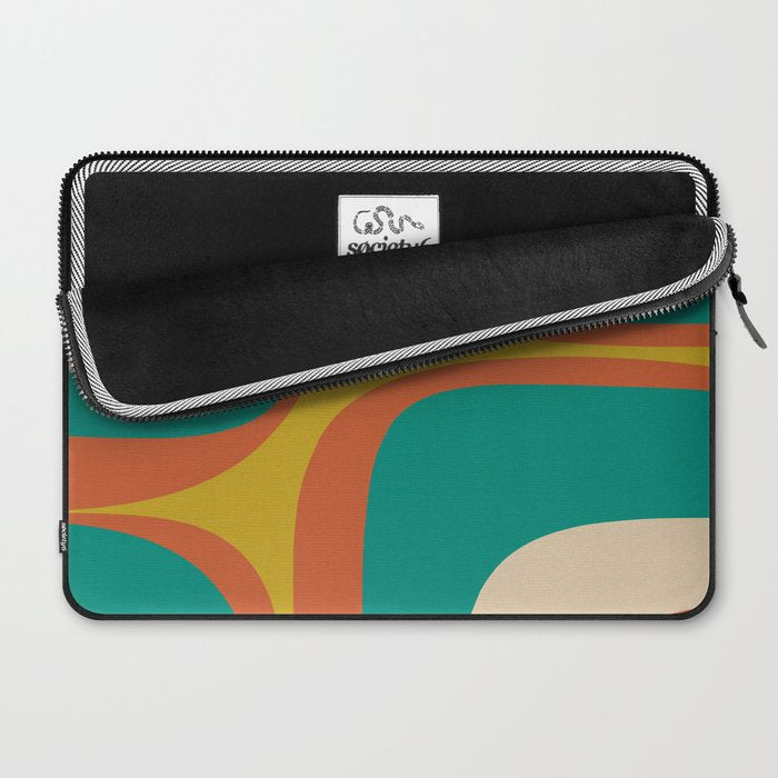 Mid Century Modern Abstract Retro Groove Pattern Laptop Sleeve Gallery Image 2