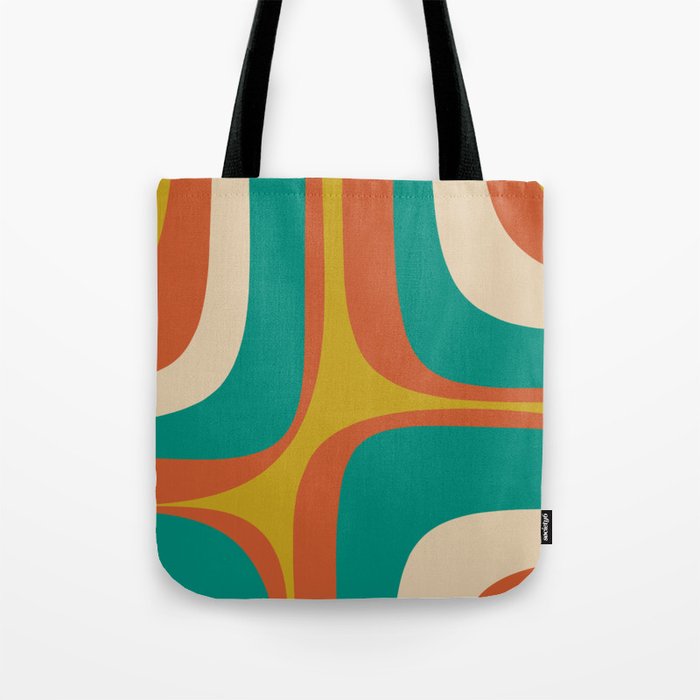 Mid Century Modern Abstract Retro Groove Pattern Tote Bag Gallery Image 1