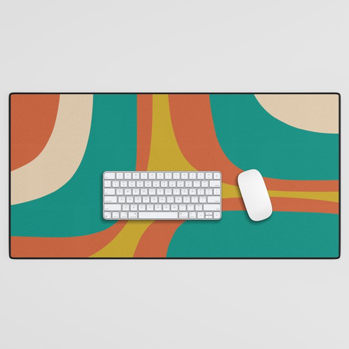 Mid Century Modern Abstract Retro Groove Pattern Desk Mat Gallery Image 1