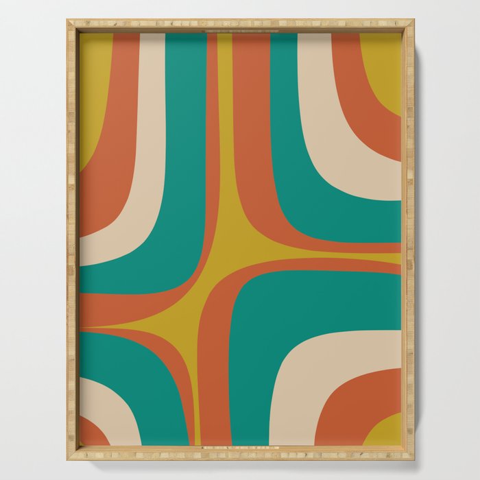 Mid Century Modern Abstract Retro Groove Pattern Serving Tray Gallery Image 1