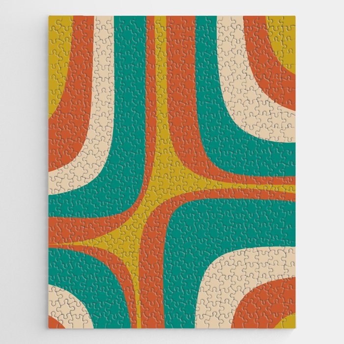 Mid Century Modern Abstract Retro Groove Pattern Jigsaw Puzzle Gallery Image 1