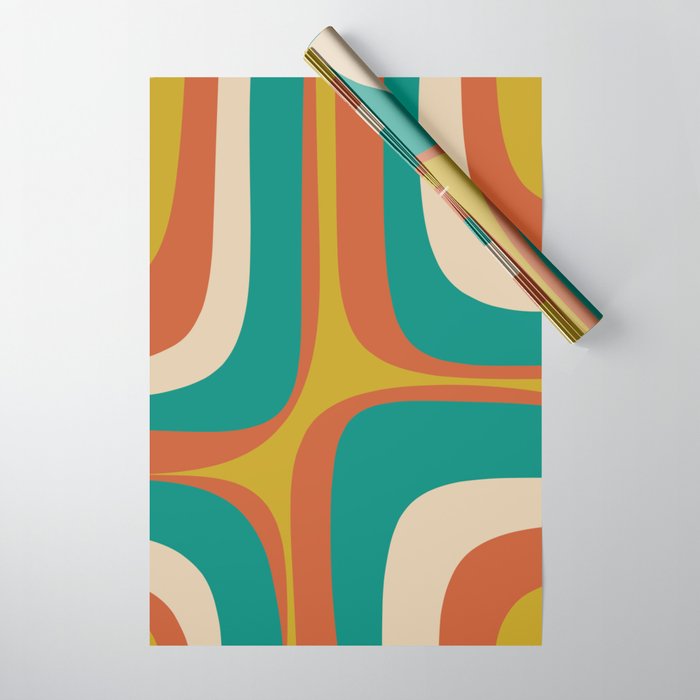 Mid Century Modern Abstract Retro Groove Pattern Wrapping Paper Gallery Image 1
