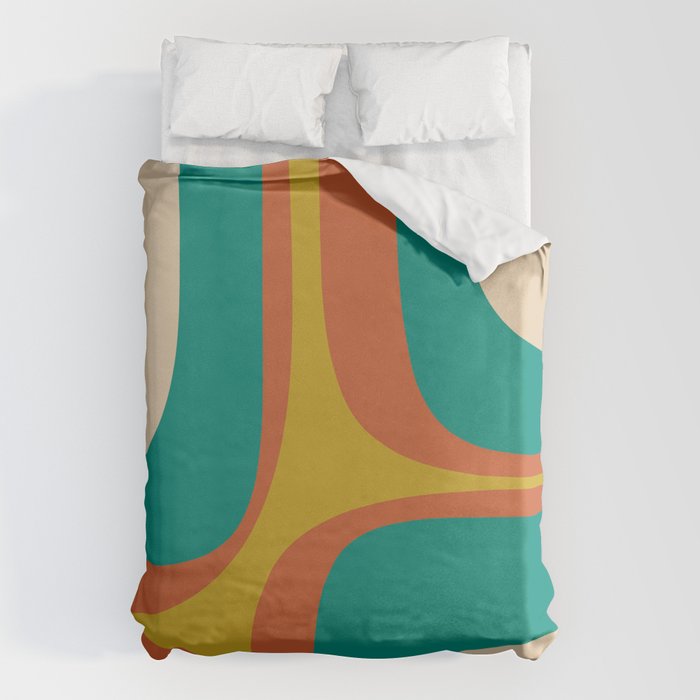 Mid Century Modern Abstract Retro Groove Pattern Duvet Cover Gallery Image 6