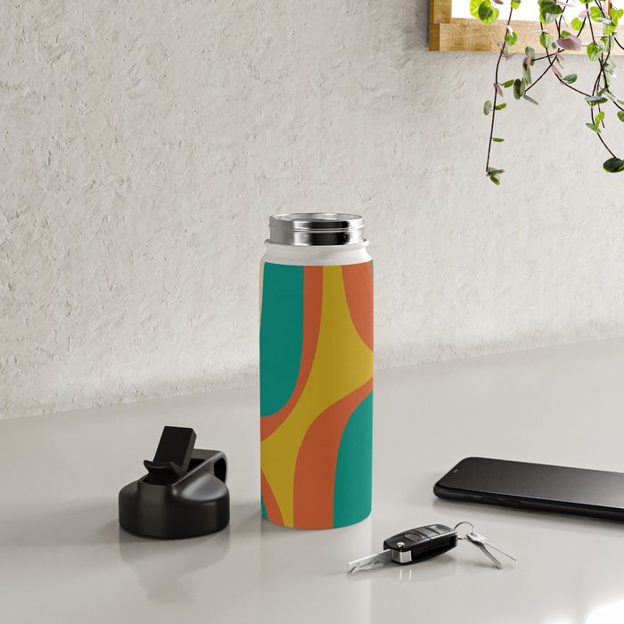 Mid Century Modern Abstract Retro Groove Pattern Water Bottle Gallery Image 4
