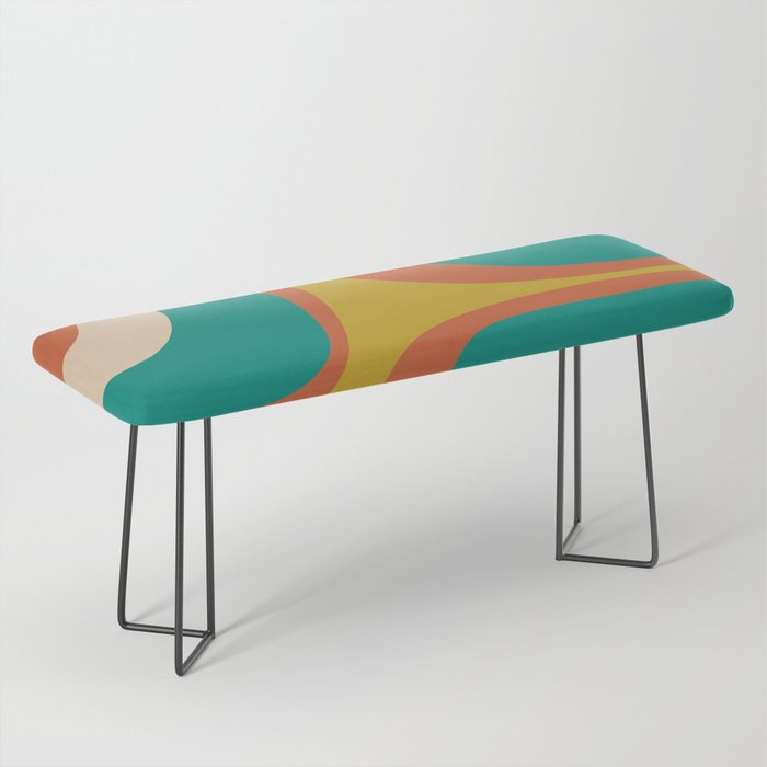 Mid Century Modern Abstract Retro Groove Pattern Bench Gallery Image 1