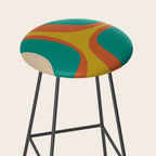 Mid Century Modern Abstract Retro Groove Pattern Stool Gallery Image 2