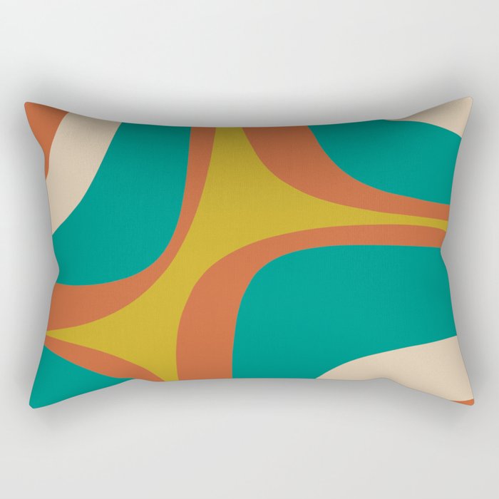 Mid Century Modern Abstract Retro Groove Pattern Rectangular Pillow Gallery Image 1