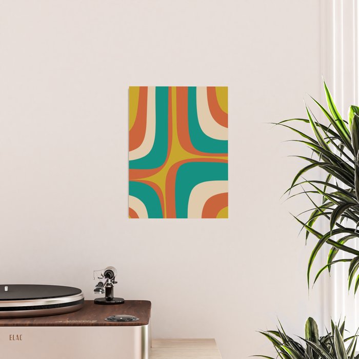 Mid Century Modern Abstract Retro Groove Pattern Poster Gallery Image 2