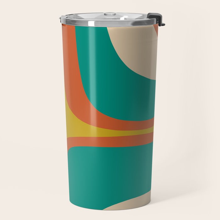 Mid Century Modern Abstract Retro Groove Pattern Travel Mug Gallery Image 2