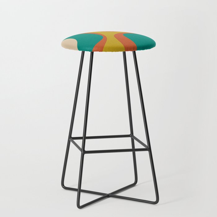Mid Century Modern Abstract Retro Groove Pattern Stool Gallery Image 1