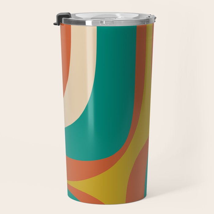 Mid Century Modern Abstract Retro Groove Pattern Travel Mug Gallery Image 3