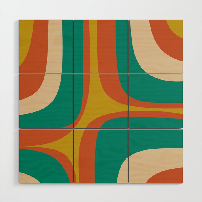 Mid Century Modern Abstract Retro Groove Pattern Wood Wall Art Gallery Image 1