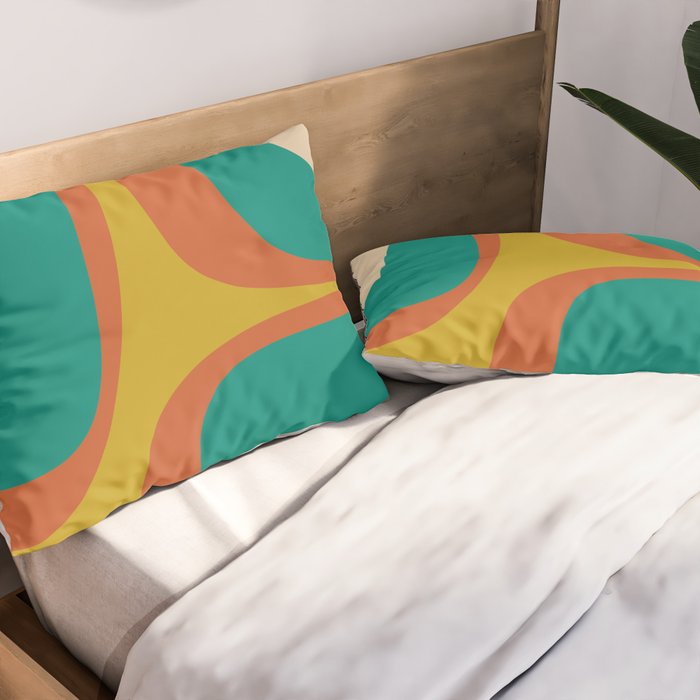 Mid Century Modern Abstract Retro Groove Pattern Pillow Sham Gallery Image 2