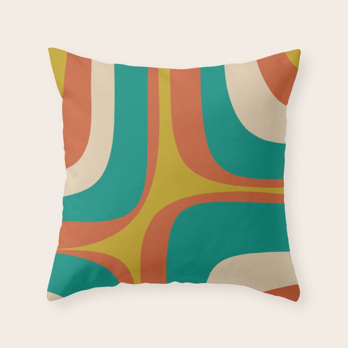 Mid Century Modern Abstract Retro Groove Pattern Throw Pillow Gallery Image 6