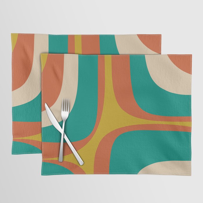 Mid Century Modern Abstract Retro Groove Pattern Placemat Gallery Image 1