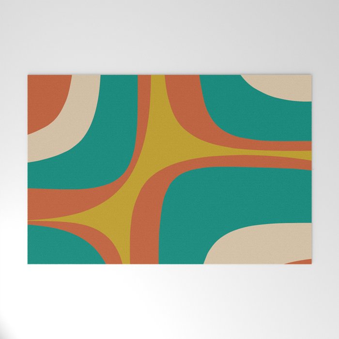 Mid Century Modern Abstract Retro Groove Pattern Welcome Mat Gallery Image 1