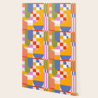 Bold Playful Geometric Bauhaus Checks and stripes Wallpaper Gallery Image 2