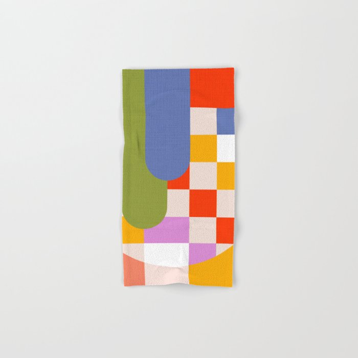 Bold Playful Geometric Bauhaus Checks and stripes Bath Towel Gallery Image 1