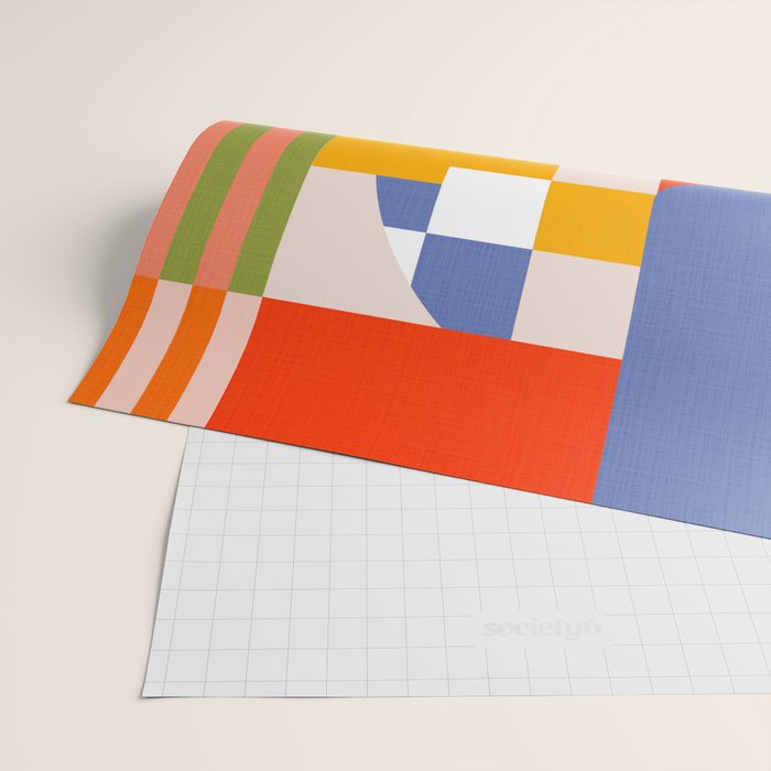 Bold Playful Geometric Bauhaus Checks and stripes Wrapping Paper Gallery Image 2