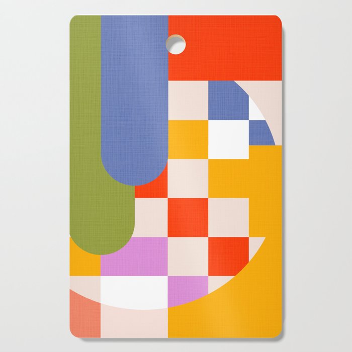 Bold Playful Geometric Bauhaus Checks and stripes Cutting Board Gallery Image 1