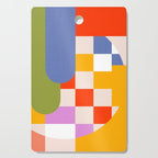 Bold Playful Geometric Bauhaus Checks and stripes Cutting Board Gallery Image 1