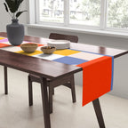 Bold Playful Geometric Bauhaus Checks and stripes Table Runner Gallery Image 2