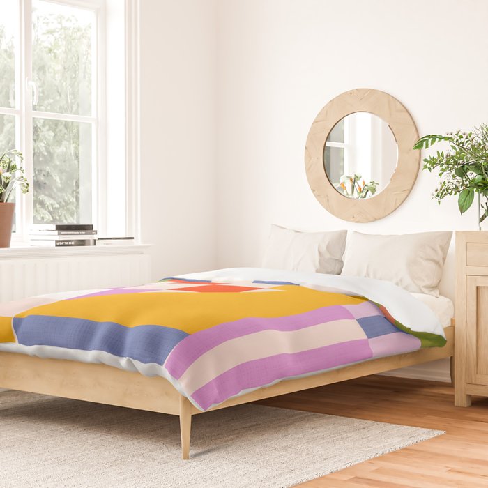 Bold Playful Geometric Bauhaus Checks and stripes Duvet Cover Gallery Image 2