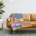 Bold Playful Geometric Bauhaus Checks and stripes Throw Blanket Gallery Image 1