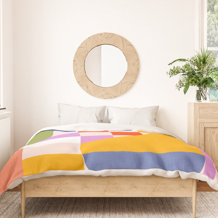 Bold Playful Geometric Bauhaus Checks and stripes Duvet Cover Gallery Image 3