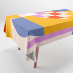 Bold Playful Geometric Bauhaus Checks and stripes Tablecloth Gallery Image 1