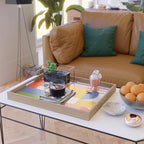 Bold Playful Geometric Bauhaus Checks and stripes Serving Tray Gallery Image 2