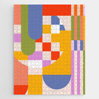 Bold Playful Geometric Bauhaus Checks and stripes Jigsaw Puzzle Gallery Image 1