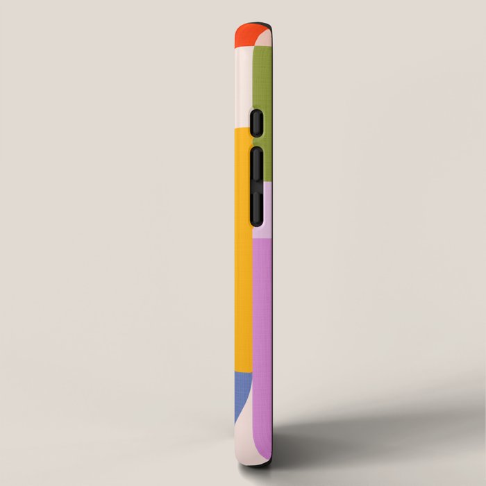 Bold Playful Geometric Bauhaus Checks and stripes iPhone Case Gallery Image 2