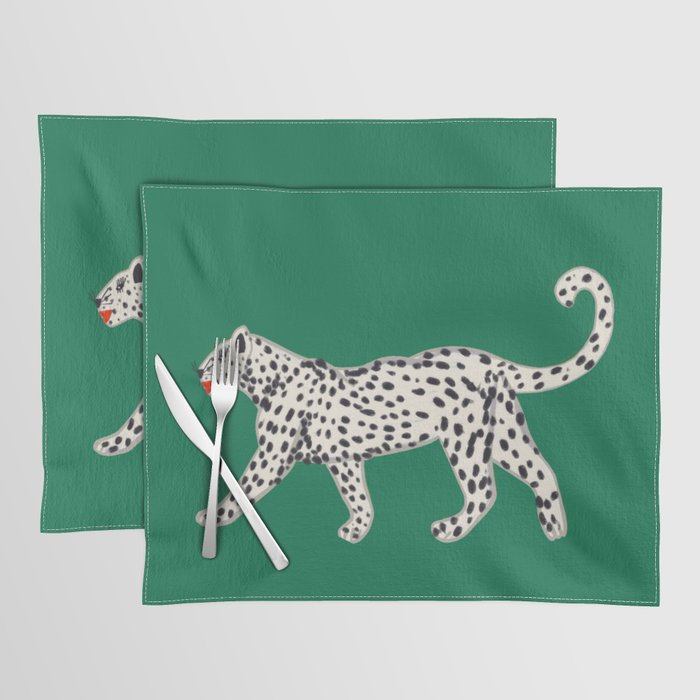 White leopard with red lips Placemat Gallery Image 1