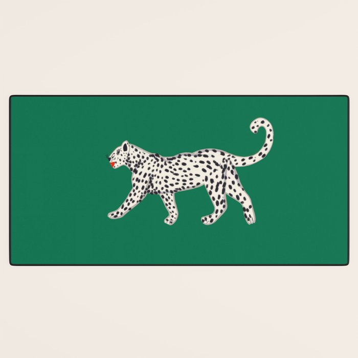 White leopard with red lips Desk Mat Gallery Image 3