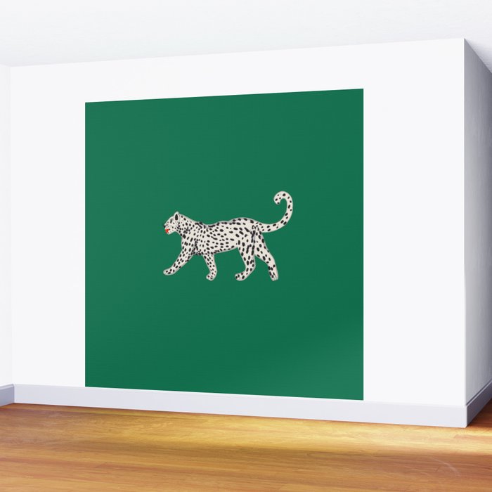 White leopard with red lips Wall Mural Gallery Image 2