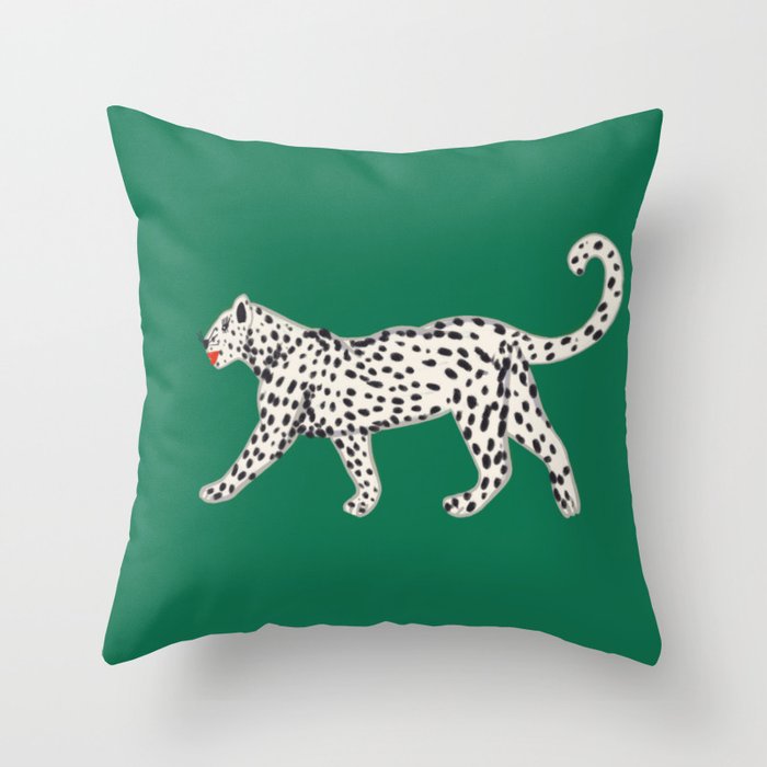 White leopard with red lips Throw Pillow Gallery Image 6