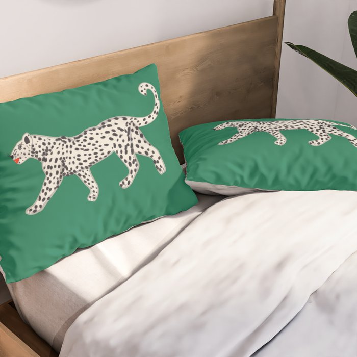 White leopard with red lips Pillow Sham Gallery Image 2
