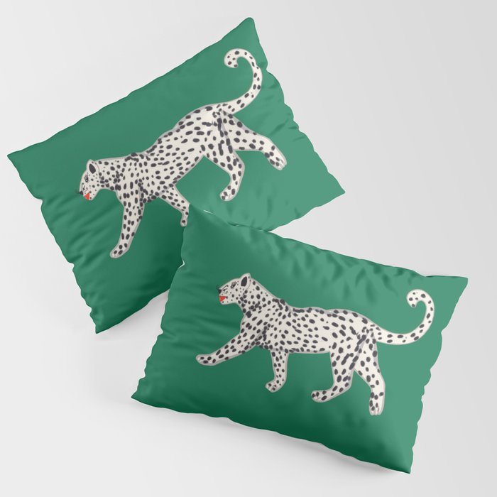 White leopard with red lips Pillow Sham Gallery Image 1