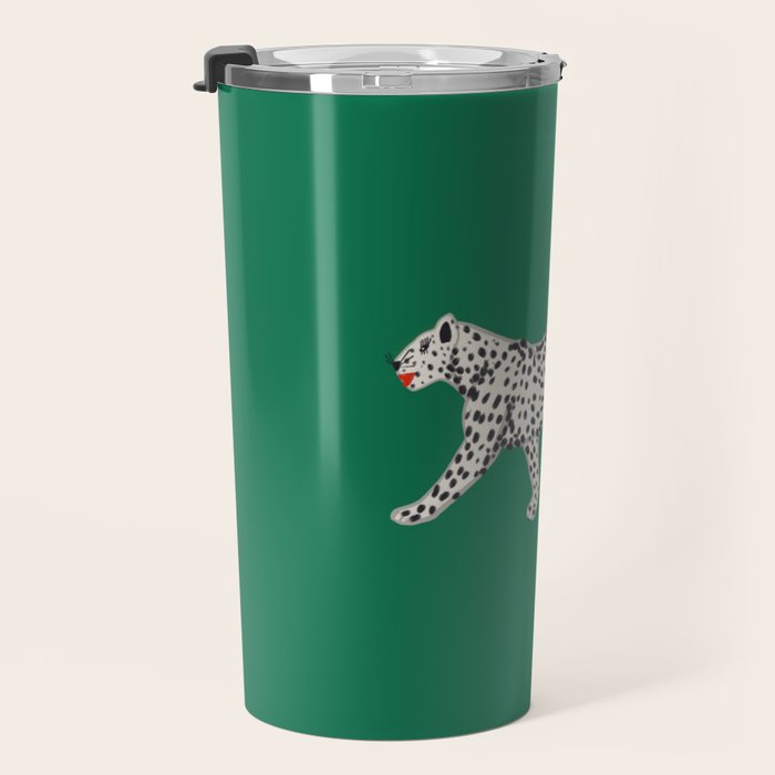 White leopard with red lips Travel Mug Gallery Image 3