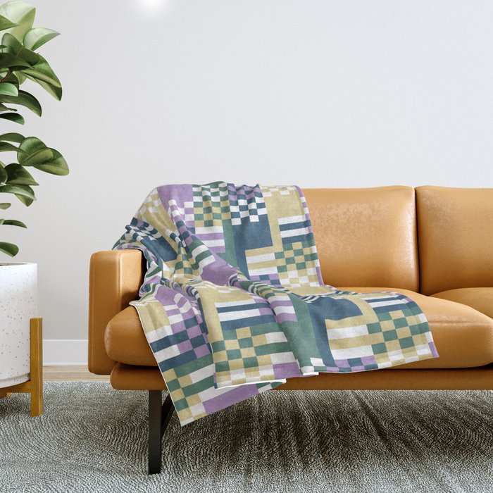 Abstract Block Mosaic R Throw Blanket Gallery Image 1